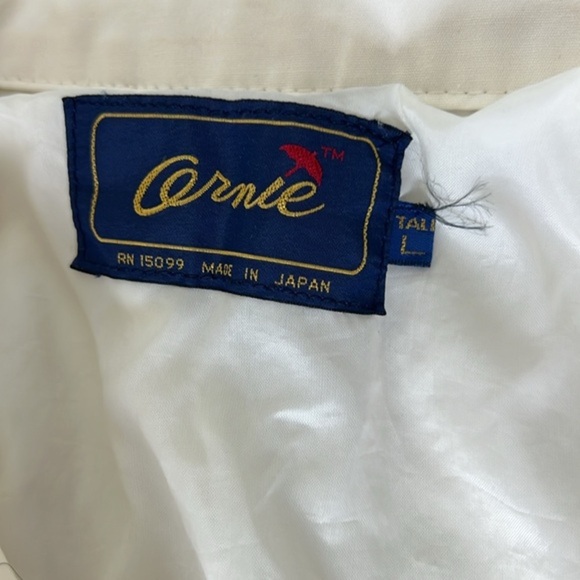 Ornie Zip-Up Jacket Men's Large Tall Cream Neutral Lightweight Made in Japan - Picture 6 of 7